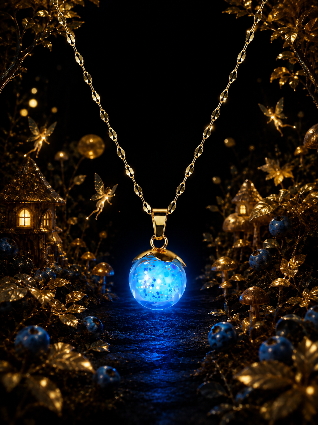 Collier Myrtille Bleue — lumière de topaze