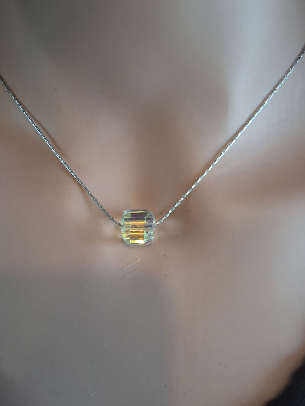 Collier sucre en cristal argent