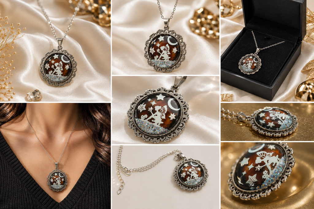 Collier de la fée luna avec grosse perle magique sous les étoiles