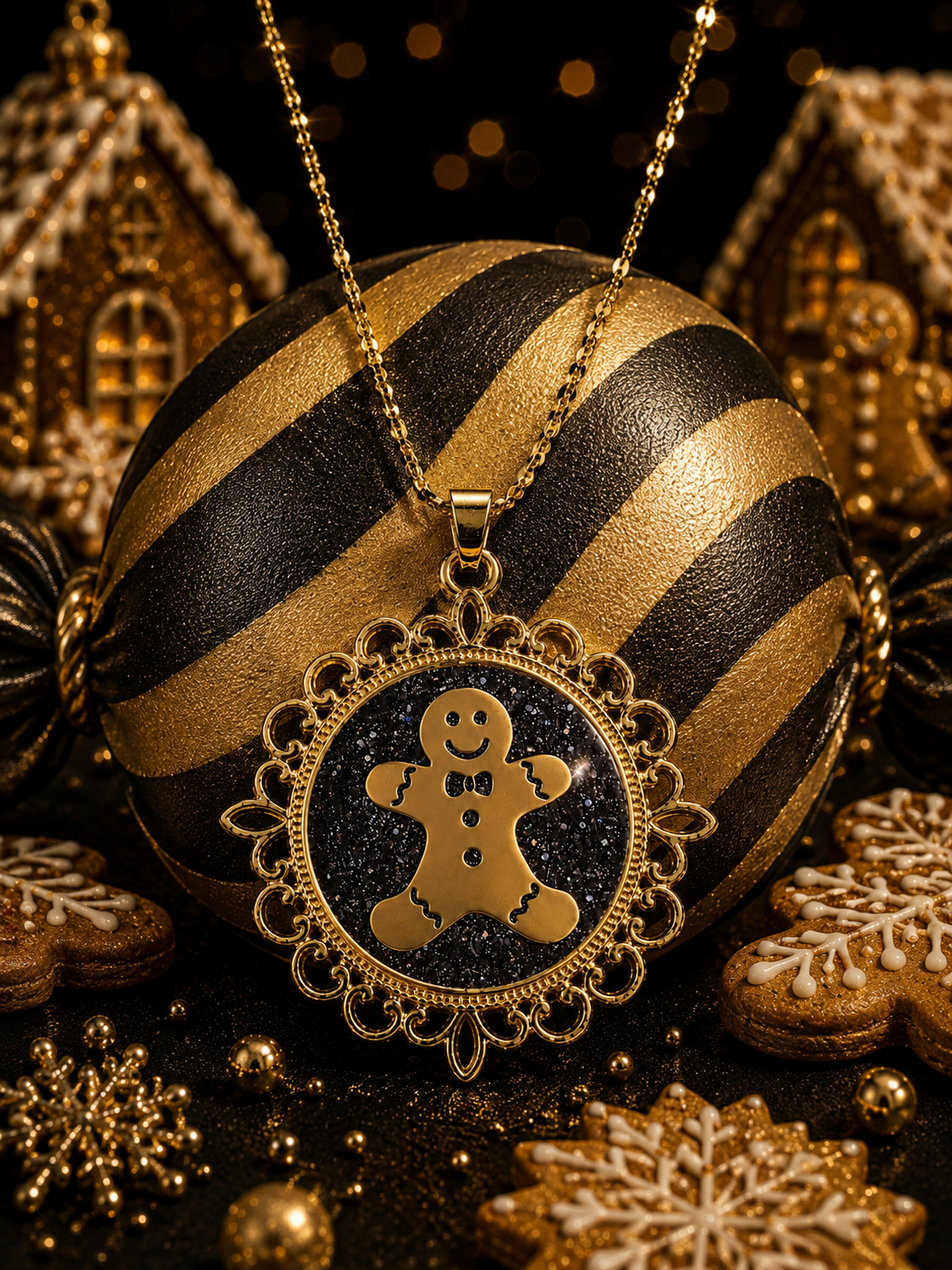 Le collier bonhomme pain d’épices version thermochromique doré