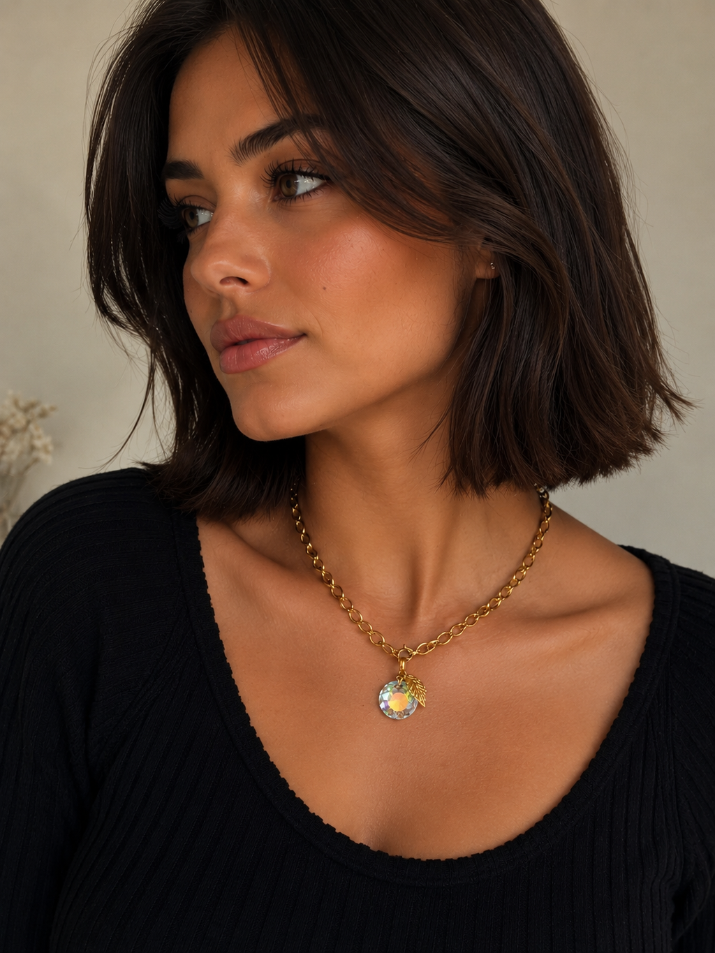 Collier orange en cristal