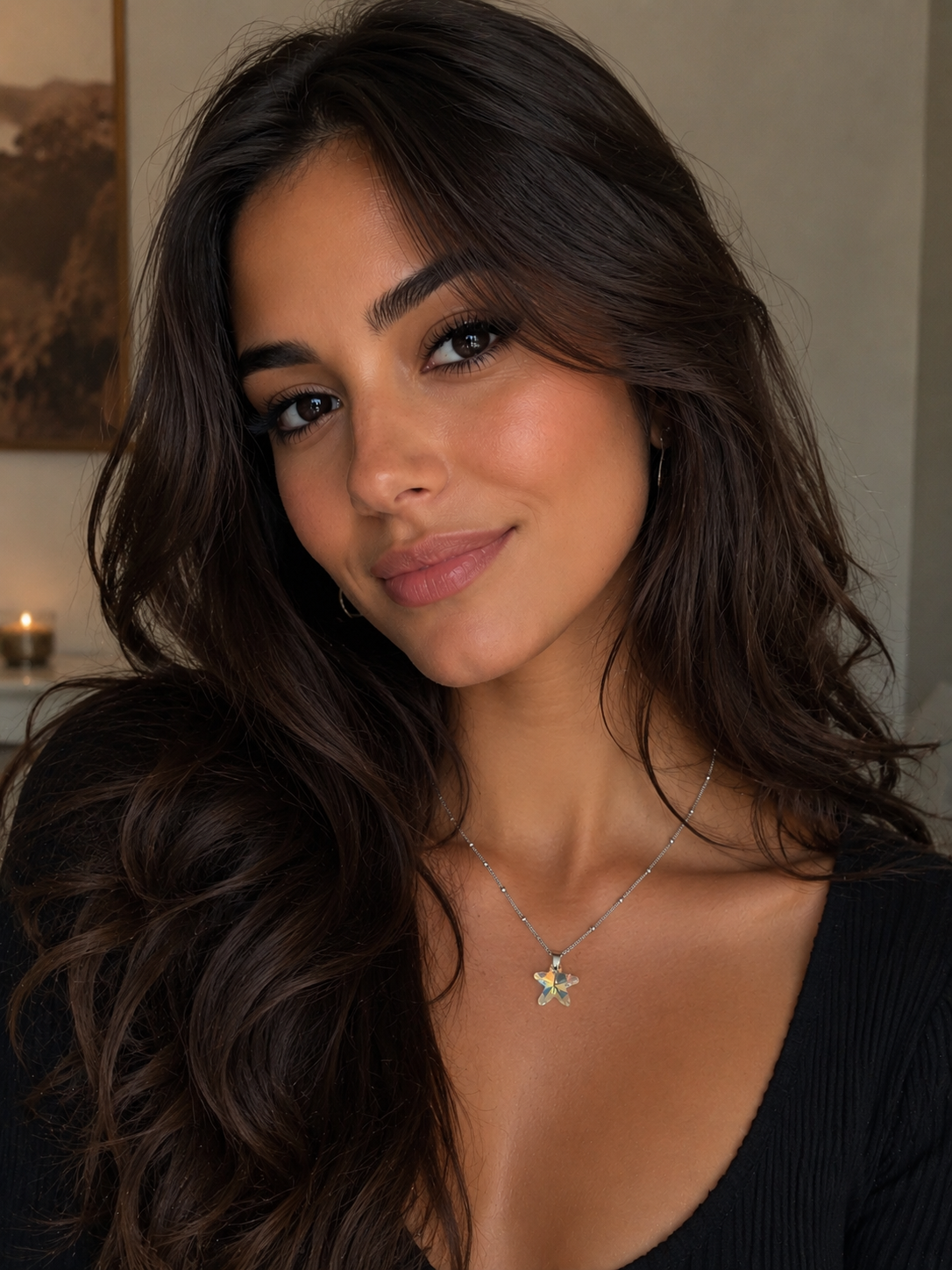 Collier petite étoile de mer en cristal argent