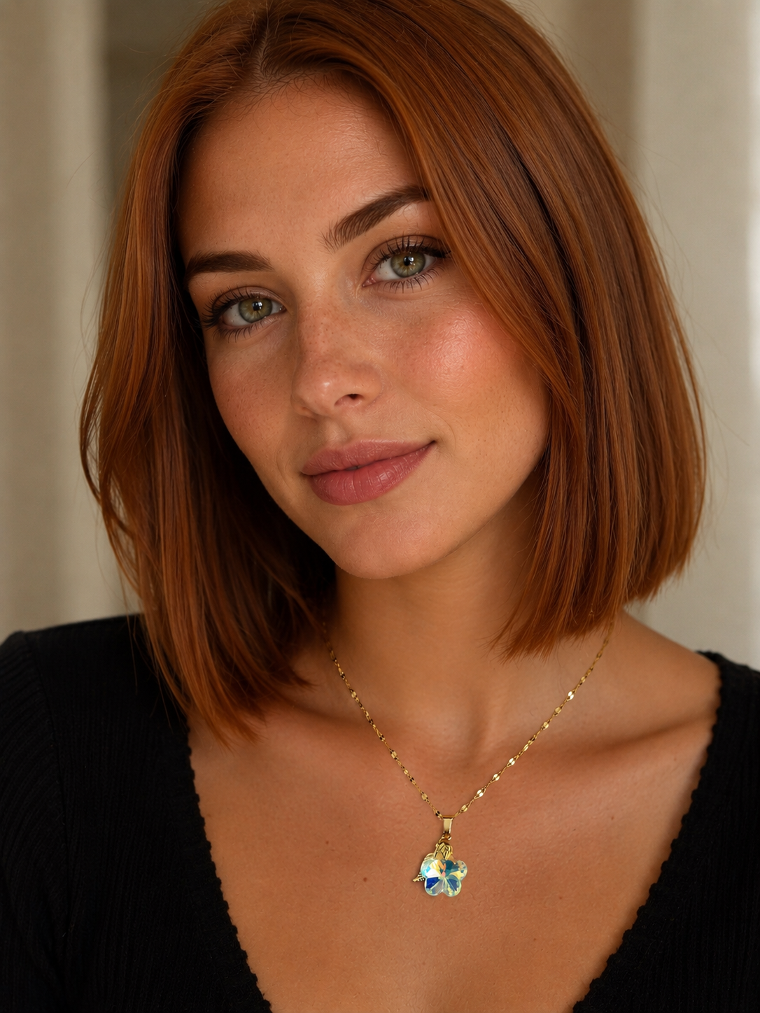 Collier fleurs de cerisier en cristal or