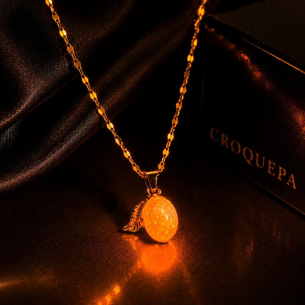 Collier or abricot enchanté orange