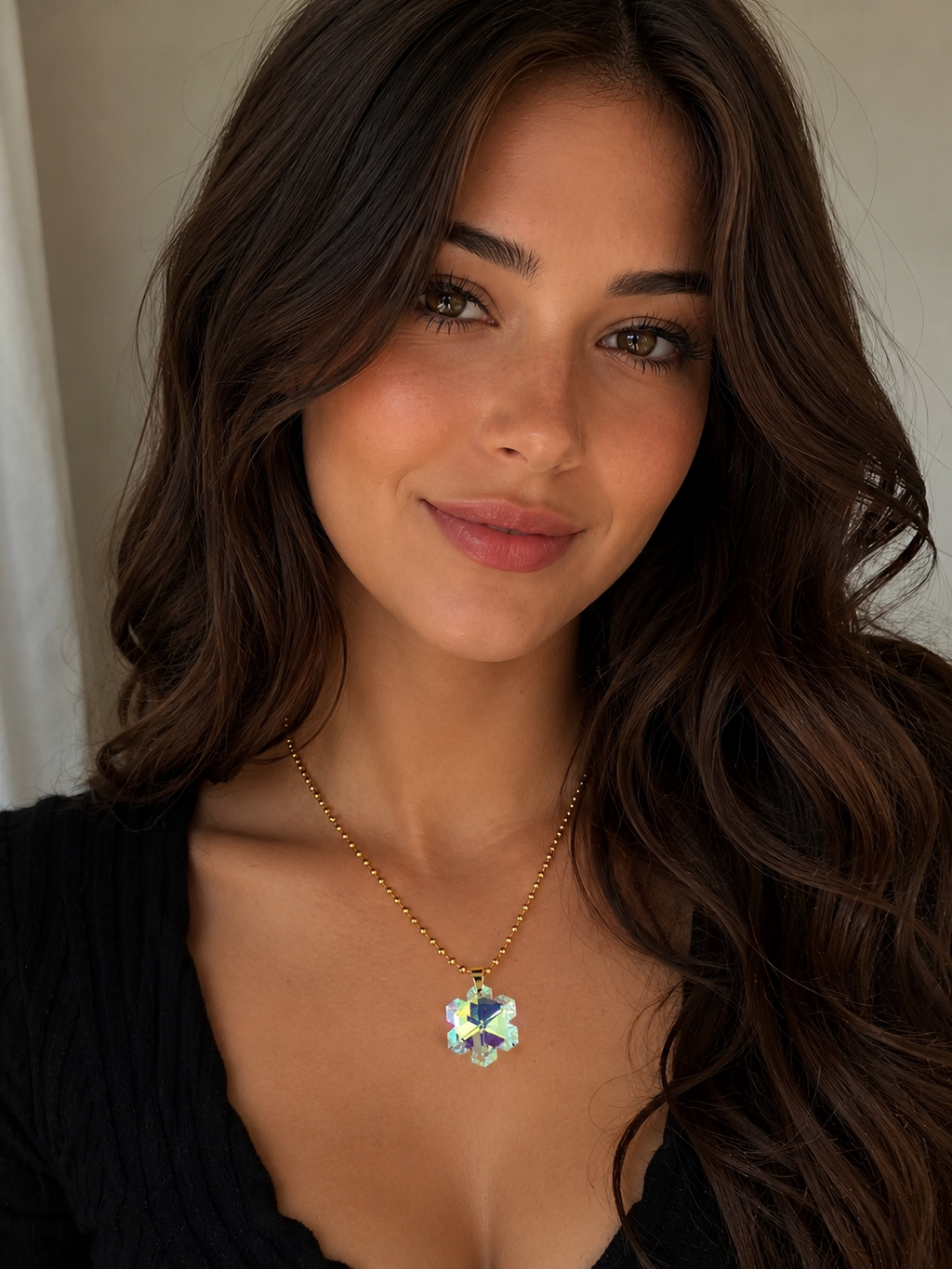 Collier gros flocon de neige en cristal or