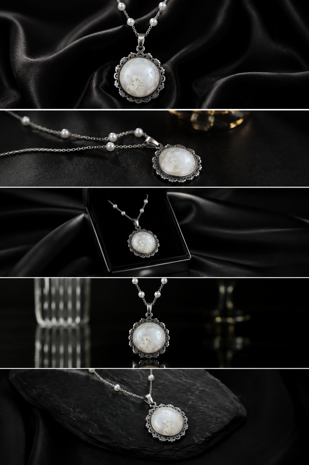 Collier rond à dentelle moyenne perle blanche de la fée penny 2