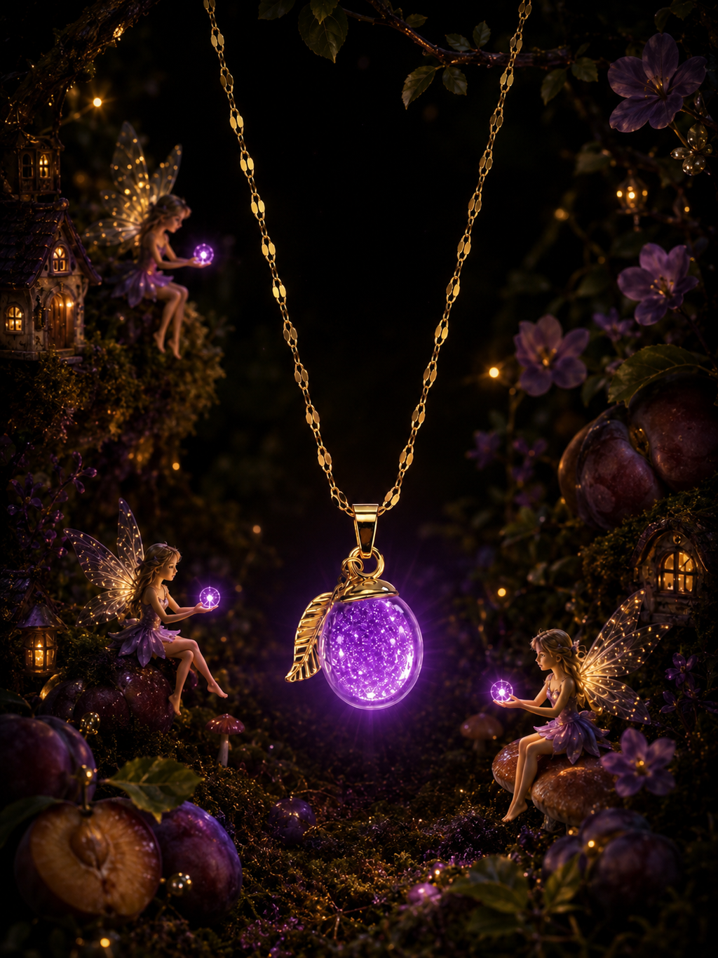 Collier Prune Violette — Nuit Enchantée