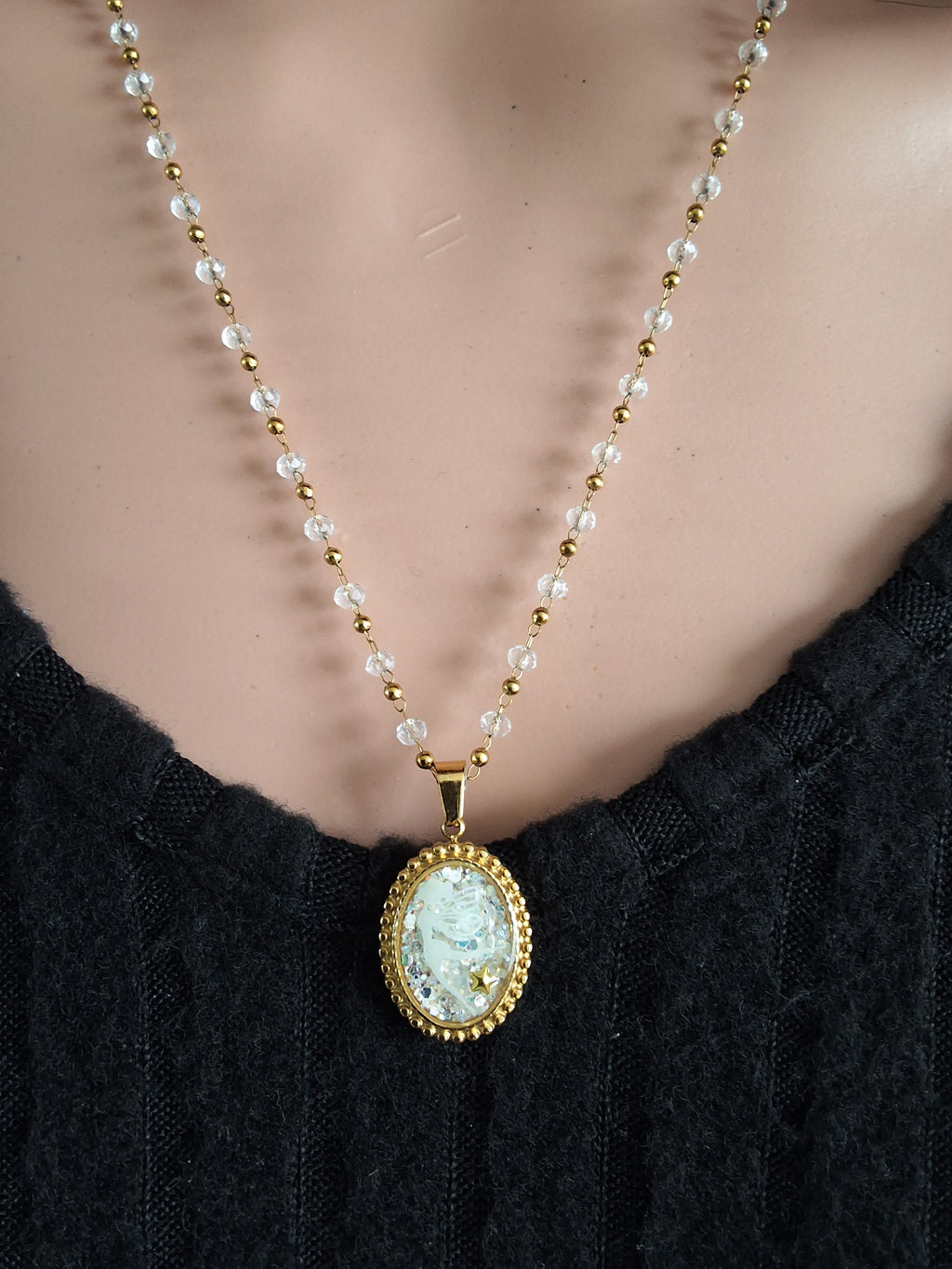 Collier de perles transparente de la fée planissette