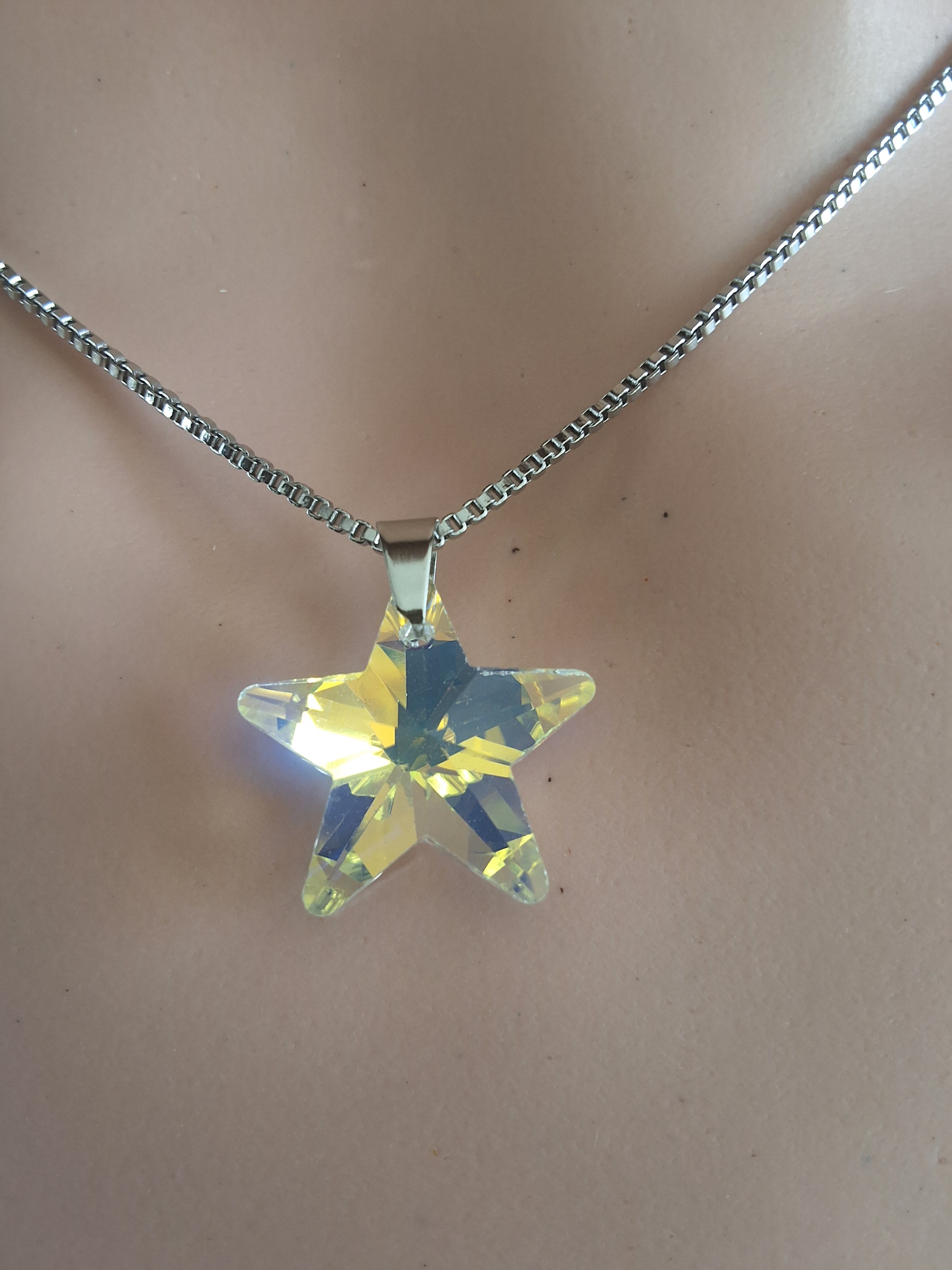 Collier etoile en cristal argent