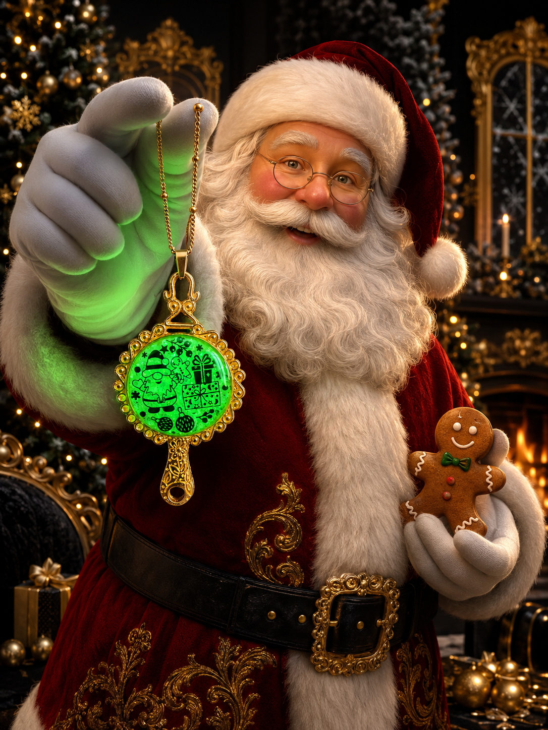 Collier Féerie de Noël Fluorescent – Création Artisanale Plaquée Or 18 Carats