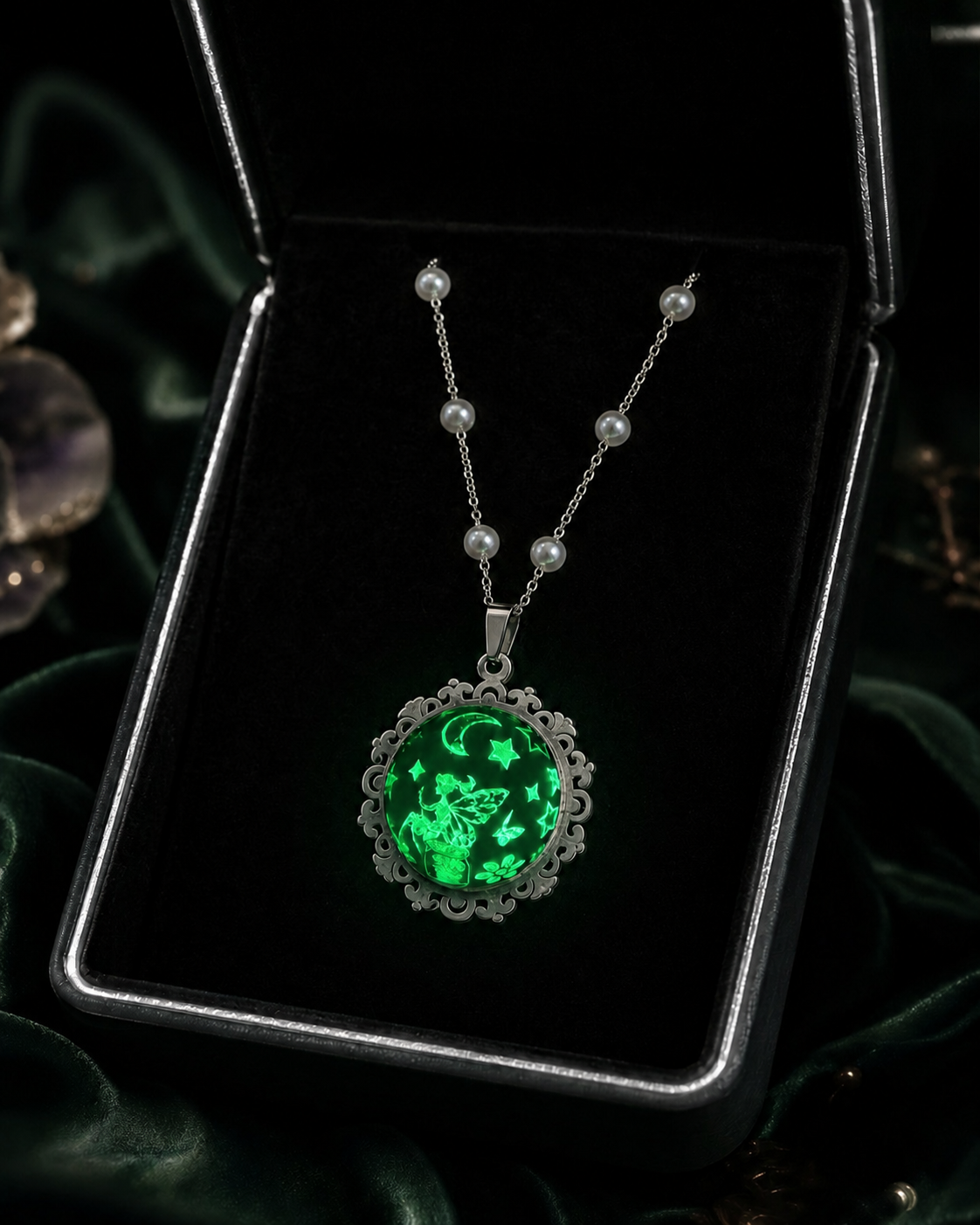 Collier rond à dentelle moyenne perle blanche de la fée penny 2