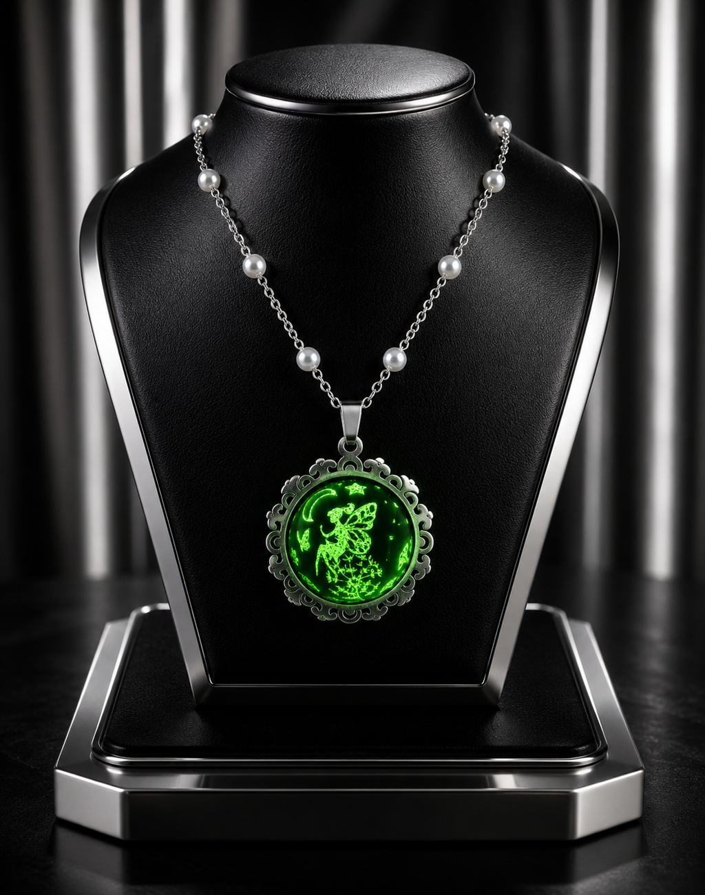 Collier rond à dentelle moyenne perle blanche de la fée penny 1