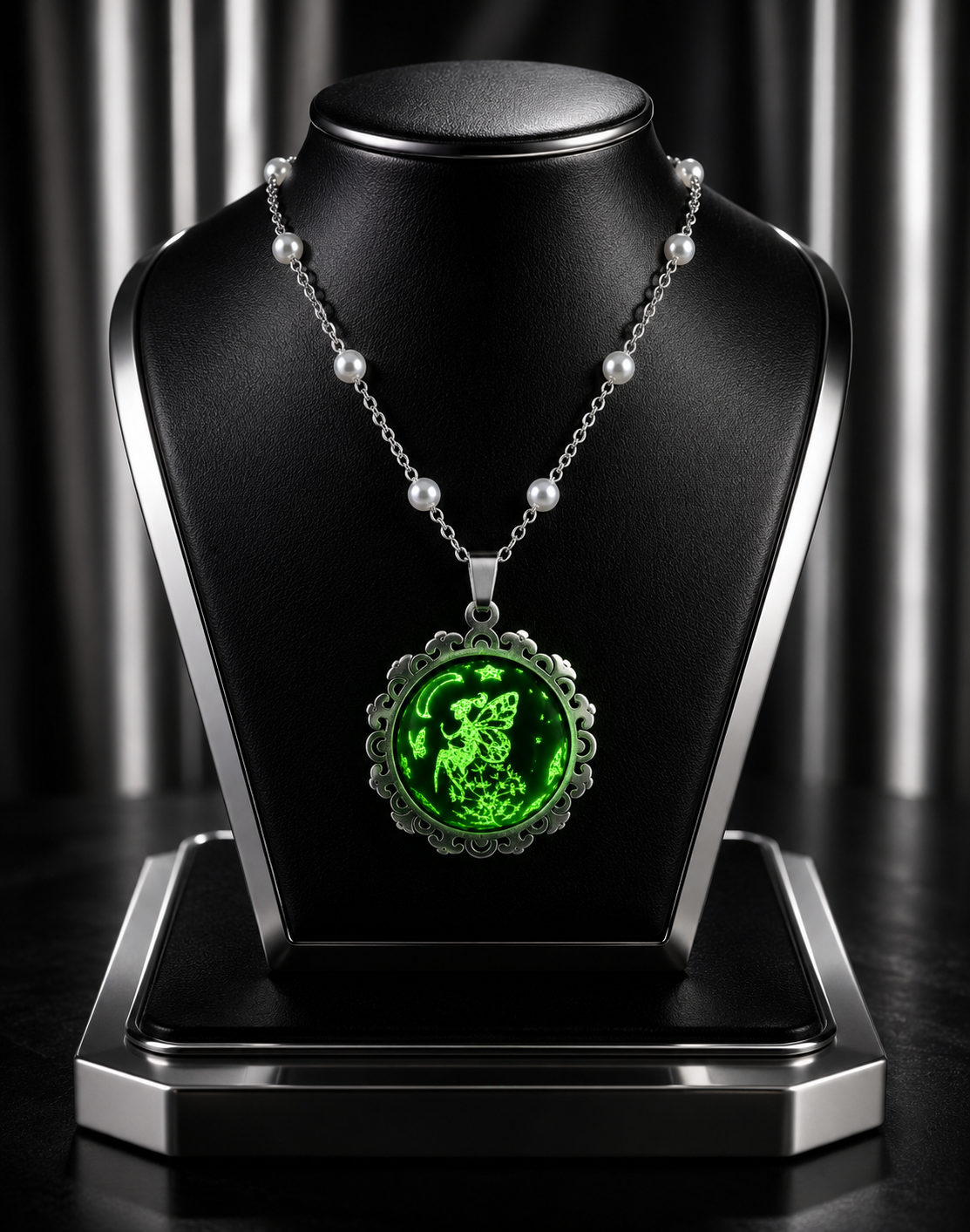 Collier rond à dentelle moyenne perle blanche de la fée penny 1