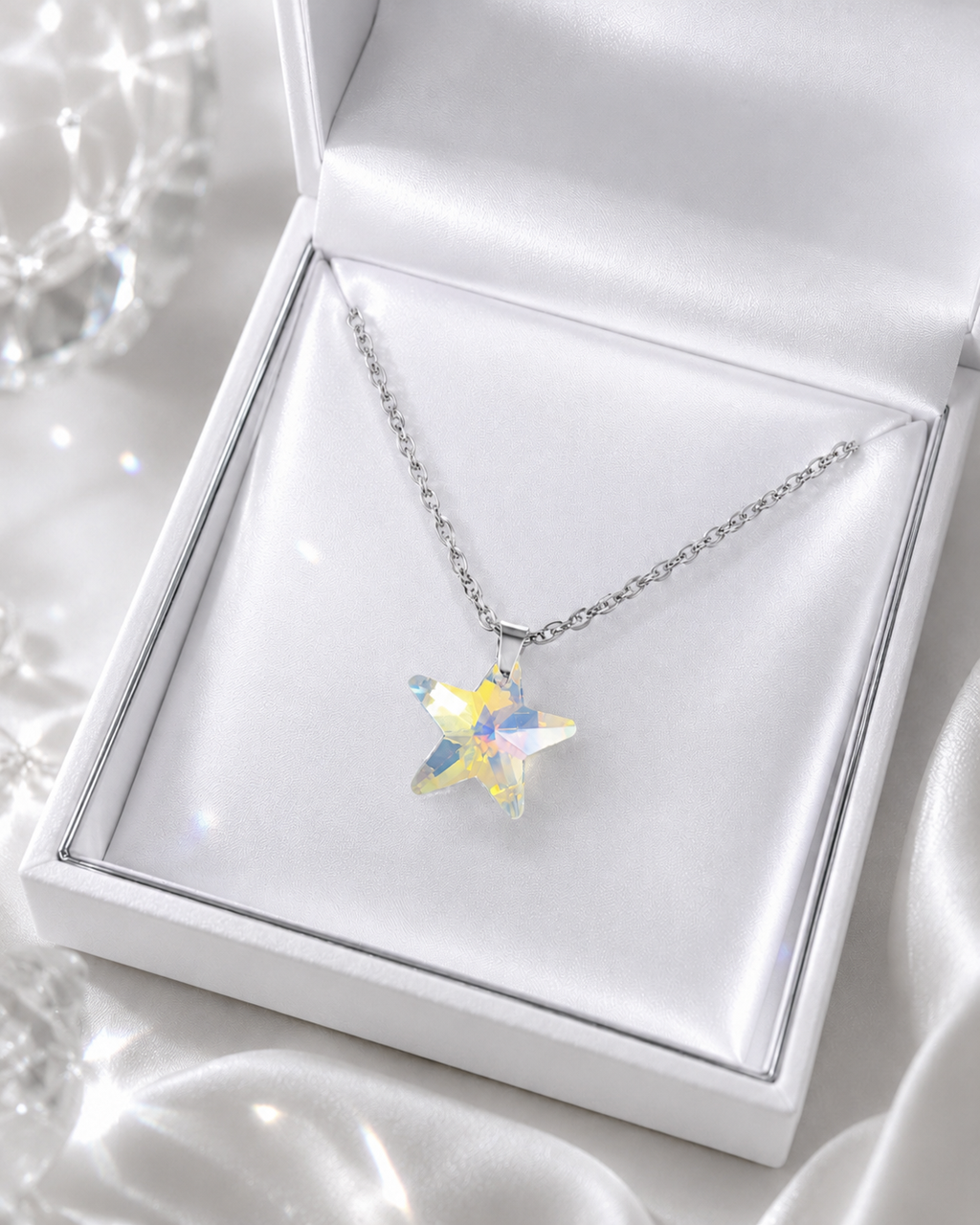 Le collier étoile céleste en cristal argenté ...