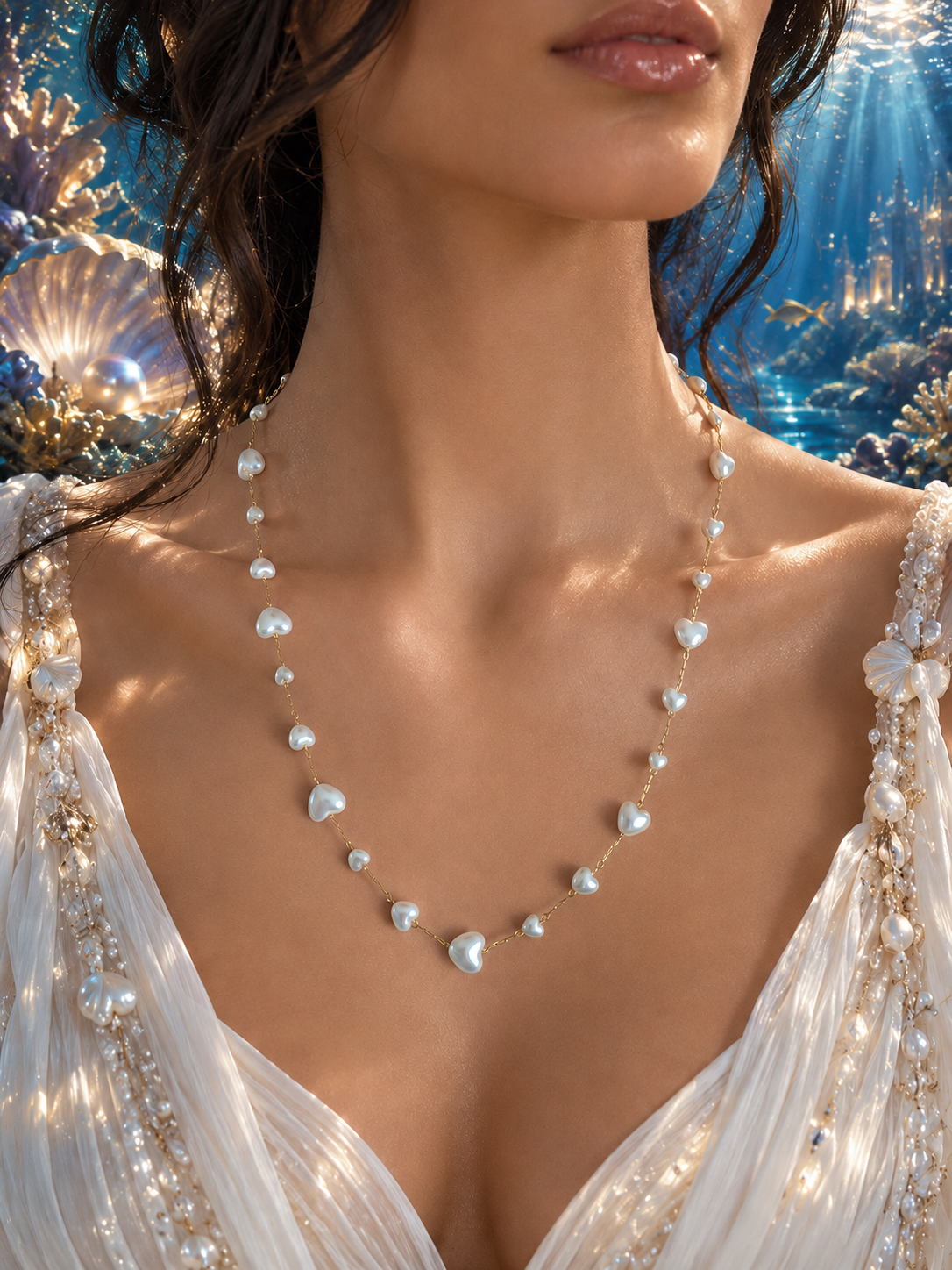 Collier Cœurs Nacrés — Écume d’Amour