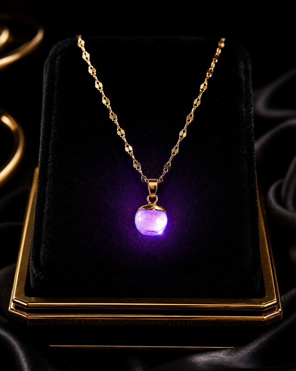 Collier or myrtille enchantée violette