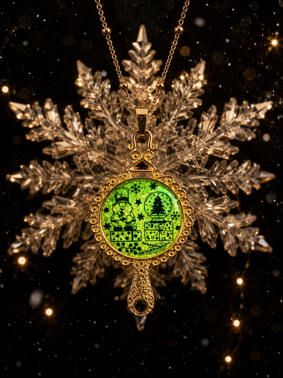 Collier La Magie de Noël Fluorescent – Création Artisanale Plaquée Or 18 Carats