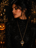 Collier Sortilège de Minuit – Sorcière au Chaudron Fluorescente
