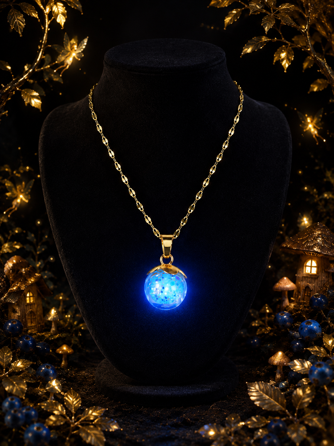 Collier Myrtille Bleue — lumière de topaze