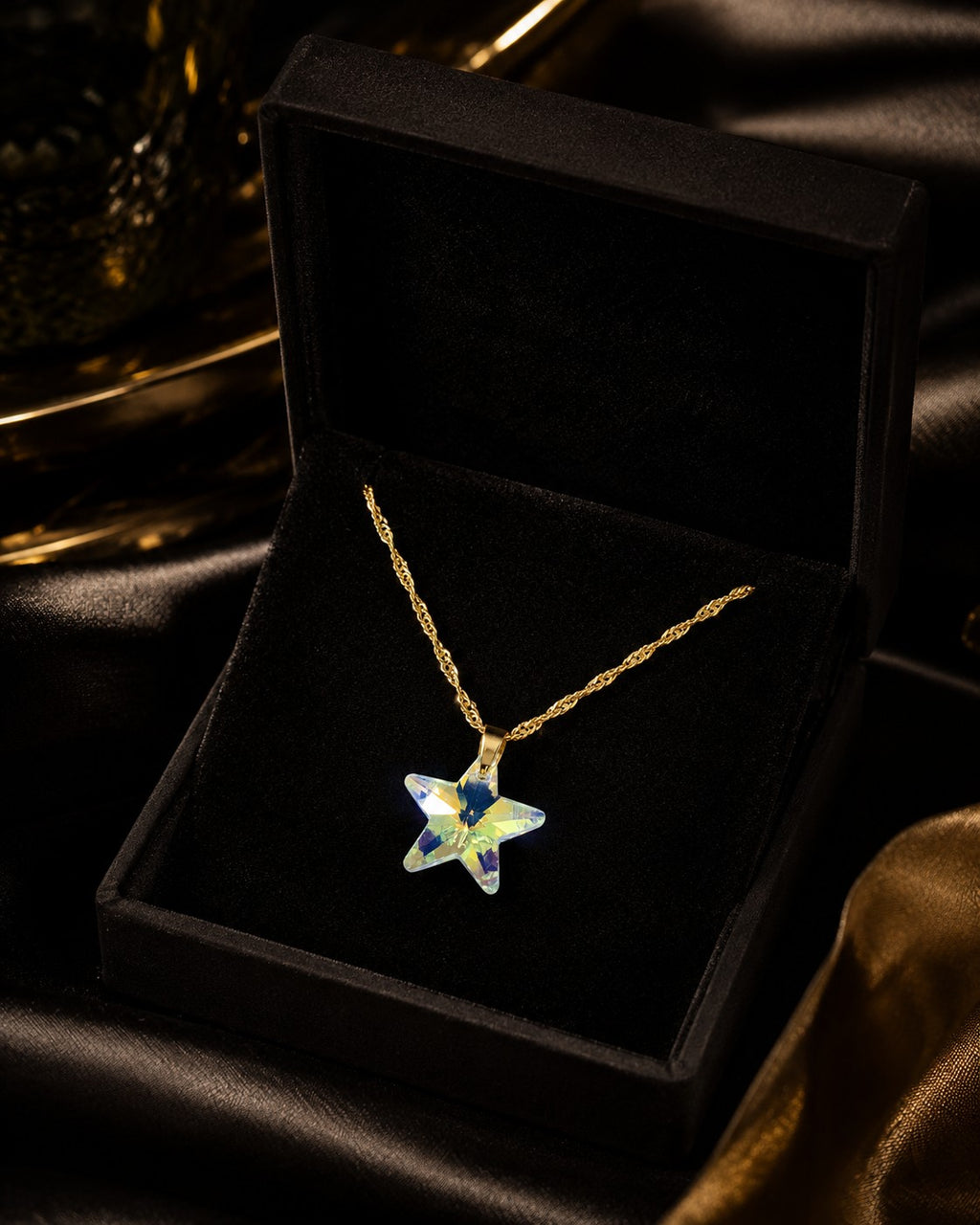 Le collier étoile du ciel en cristal doré