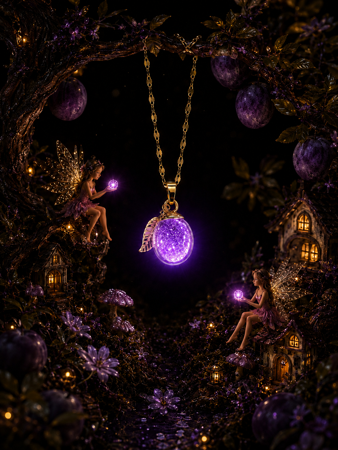 Collier Prune Violette — Nuit Enchantée