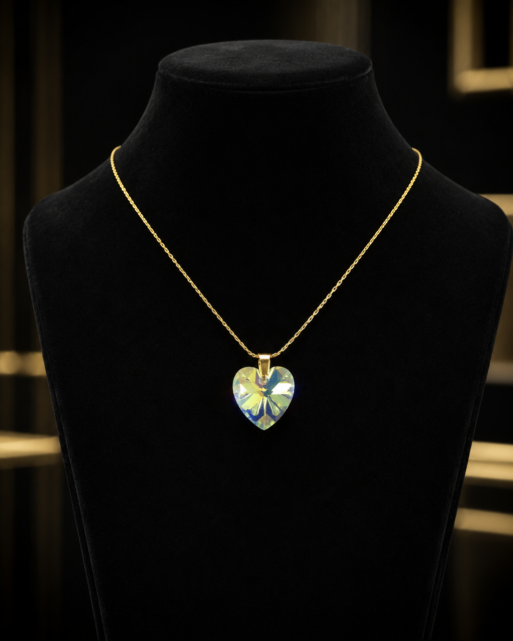 Le collier petit coeur majestueux cristal doré
