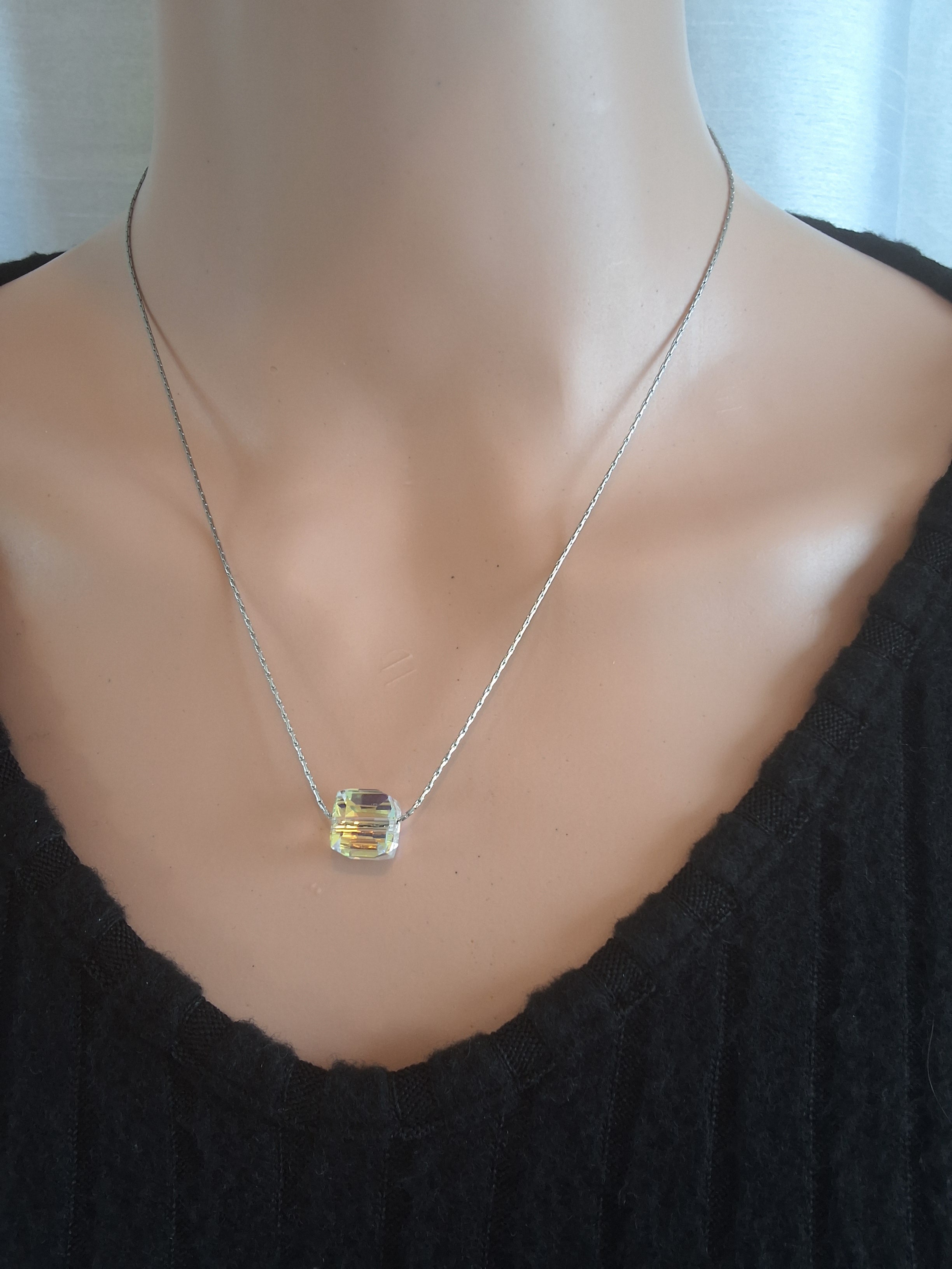 Collier sucre en cristal argent