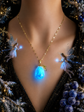 Collier gros Raisin bleu givré — lueur de topaze