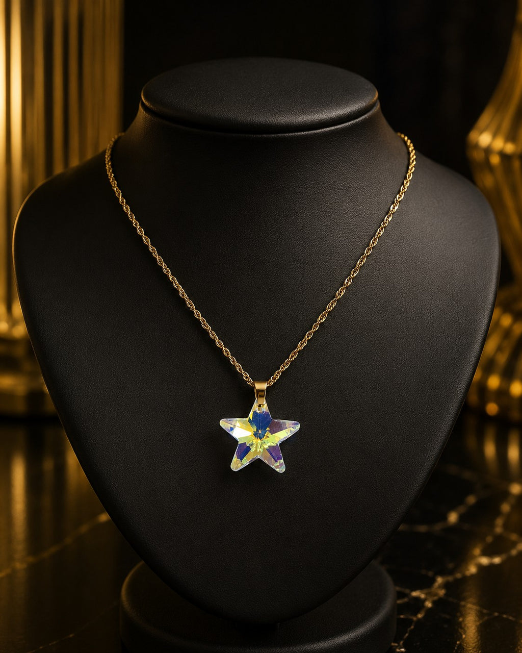 Le collier étoile du ciel en cristal doré
