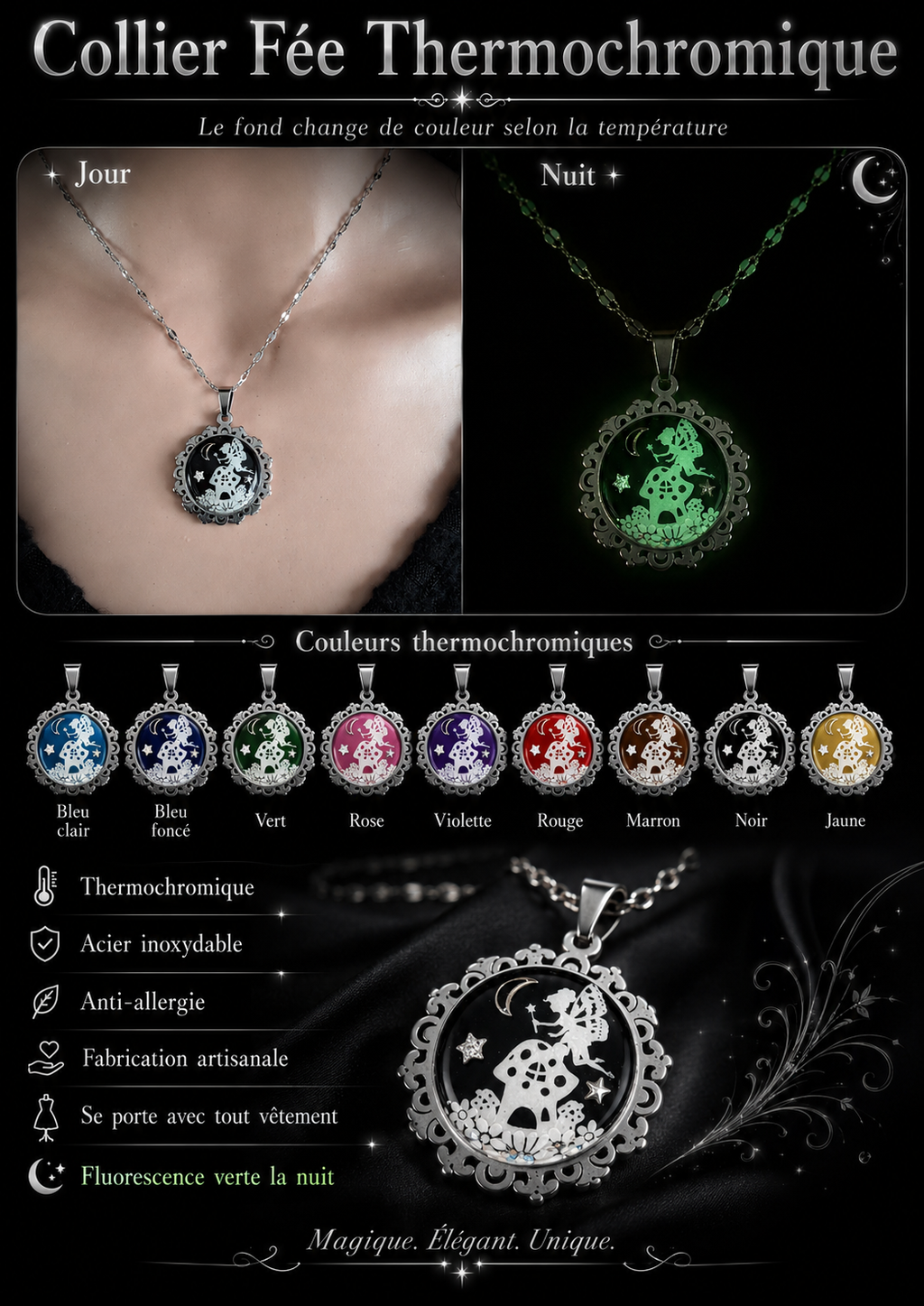 Collier de la fée félicia sur petite perle magique