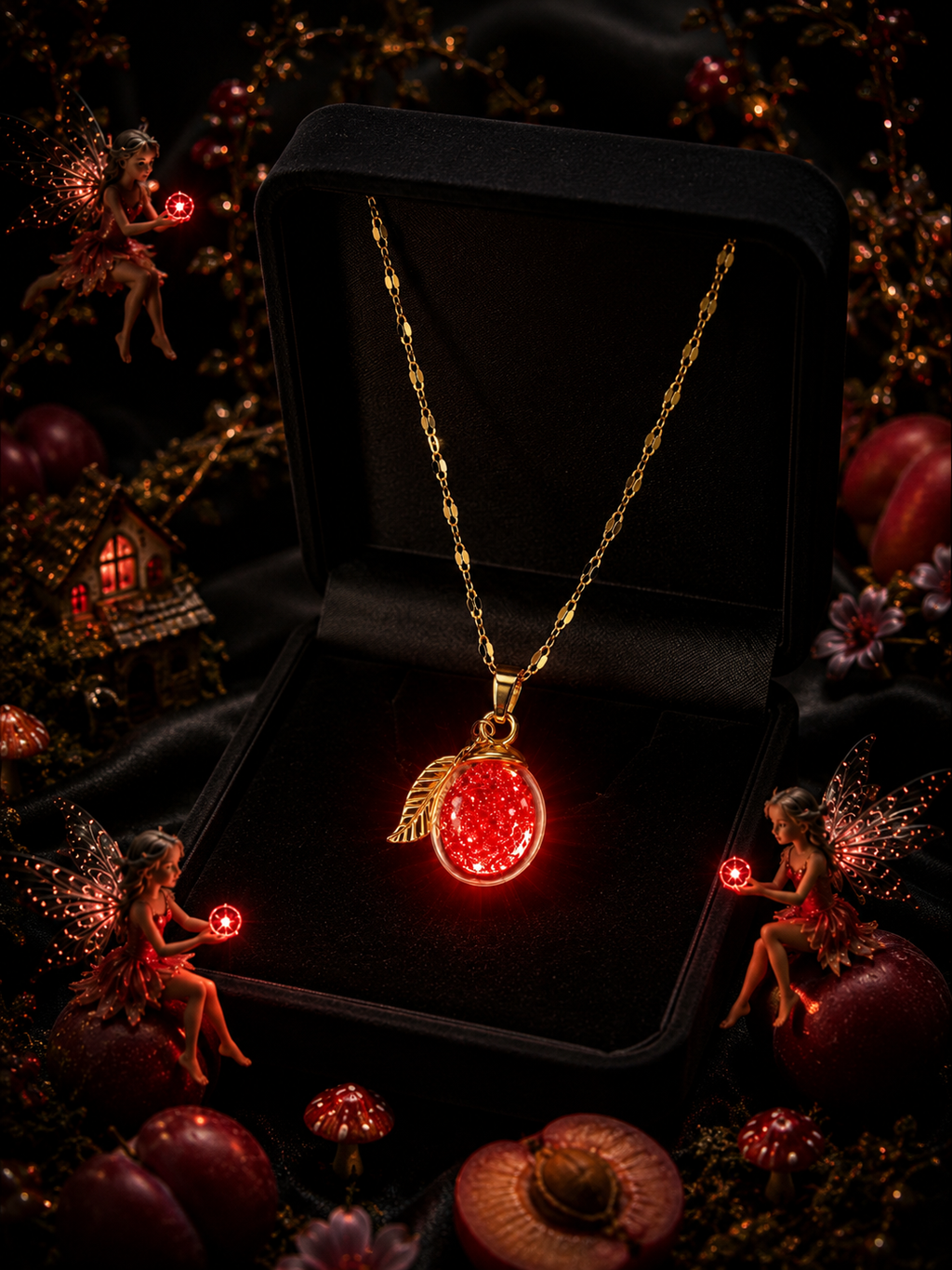 Collier Prune Rouge — Éclat des Fées