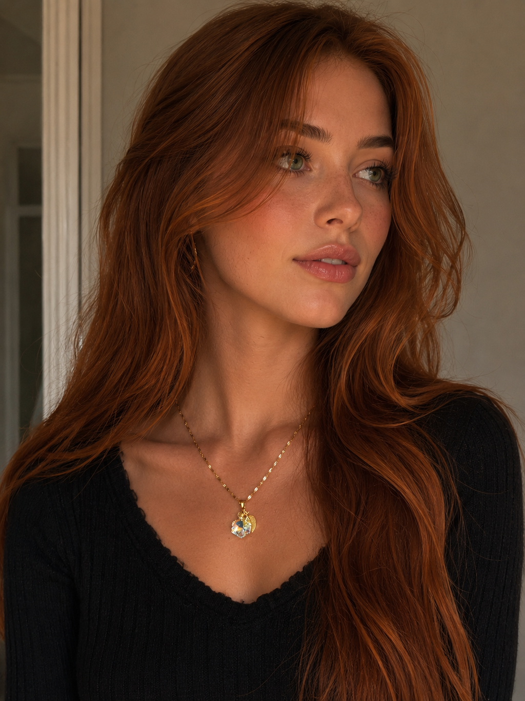Collier fleur pissenlit en cristal or
