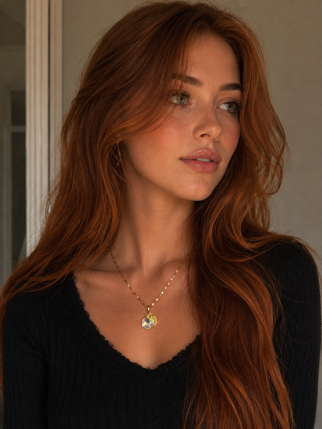 Collier fleur pissenlit en cristal or