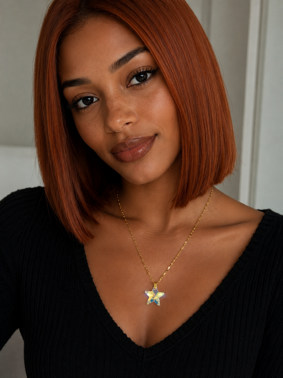 Collier étoile en cristal or 2