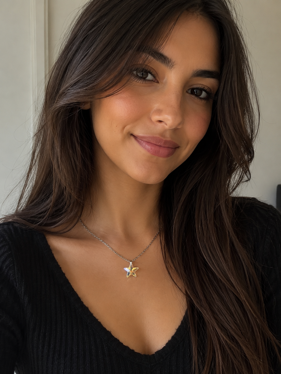 Collier grosse étoile du ciel en cristal argent