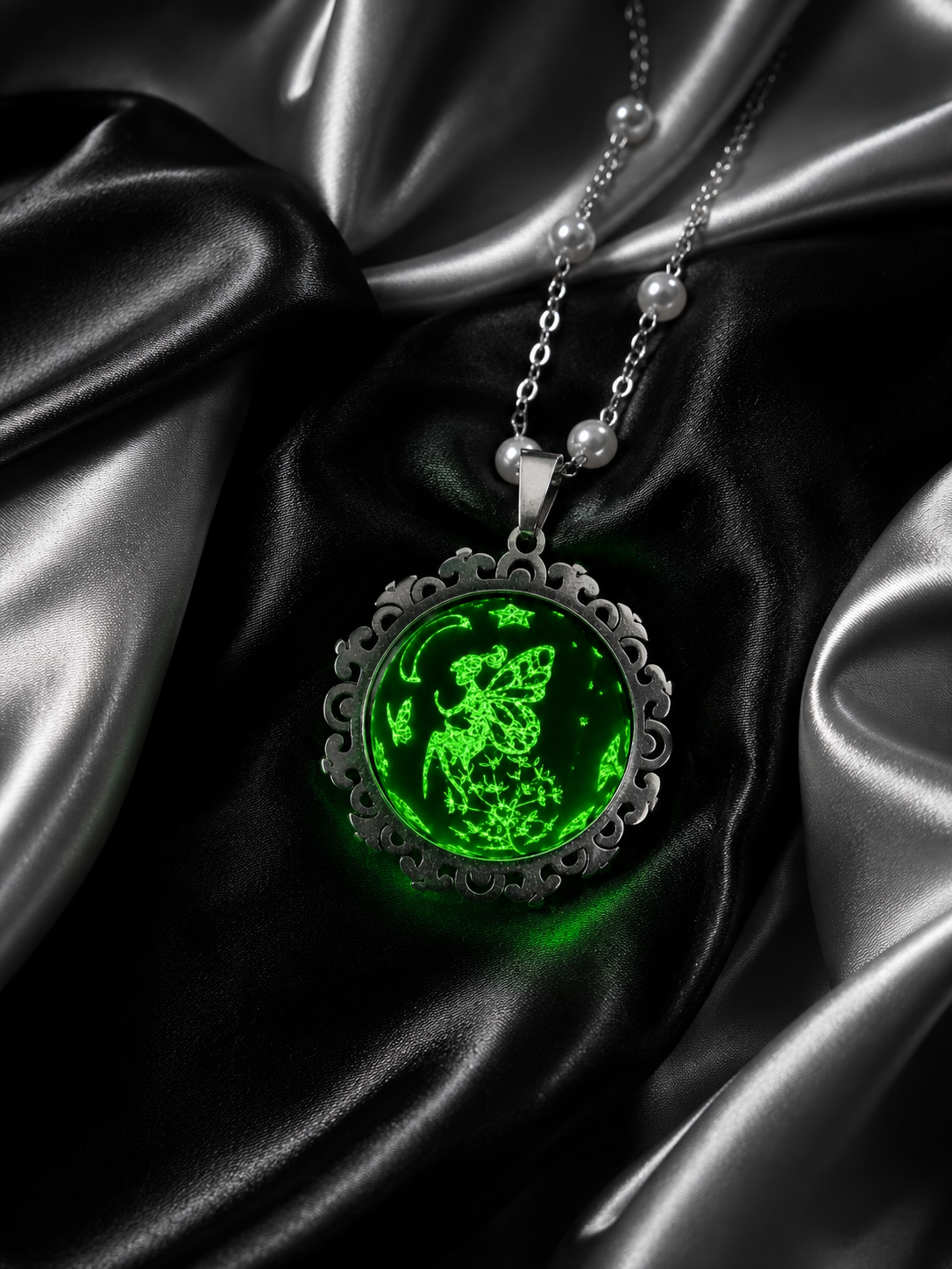 Collier rond à dentelle moyenne perle blanche de la fée penny 1