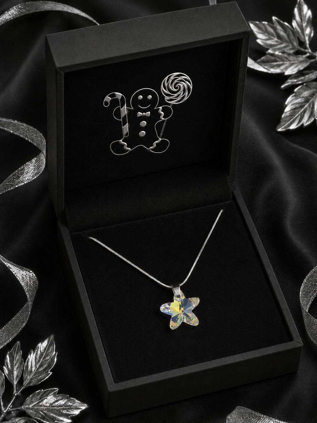 Le collier petite étoile marine en cristal argenté