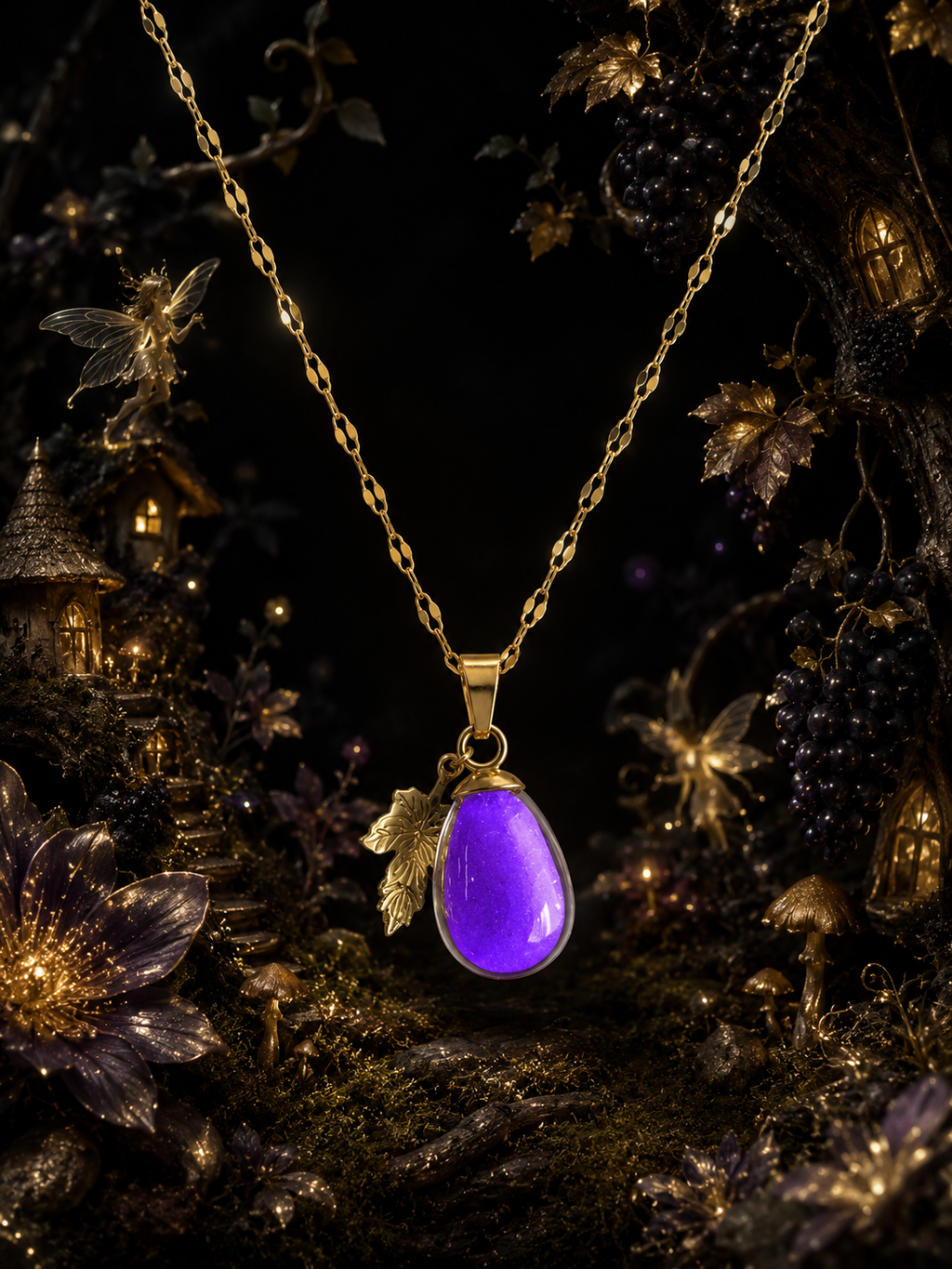 Collier petit raisin Mauve — Grappe Enchantée