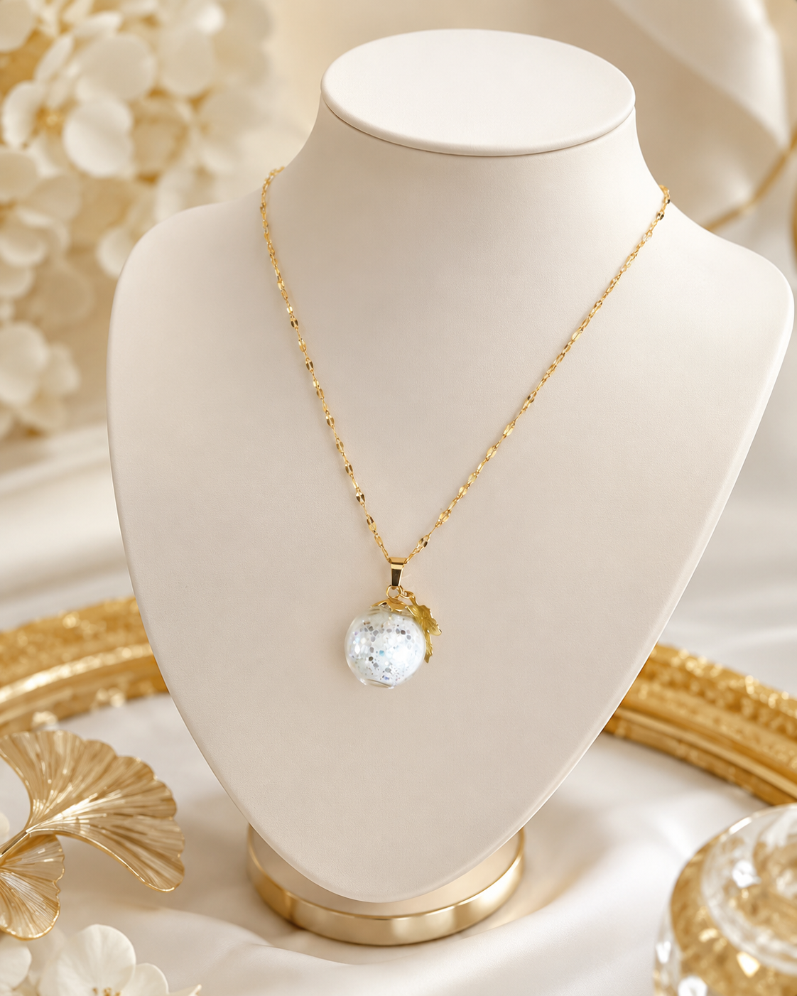 Collier or melon enchanté vert