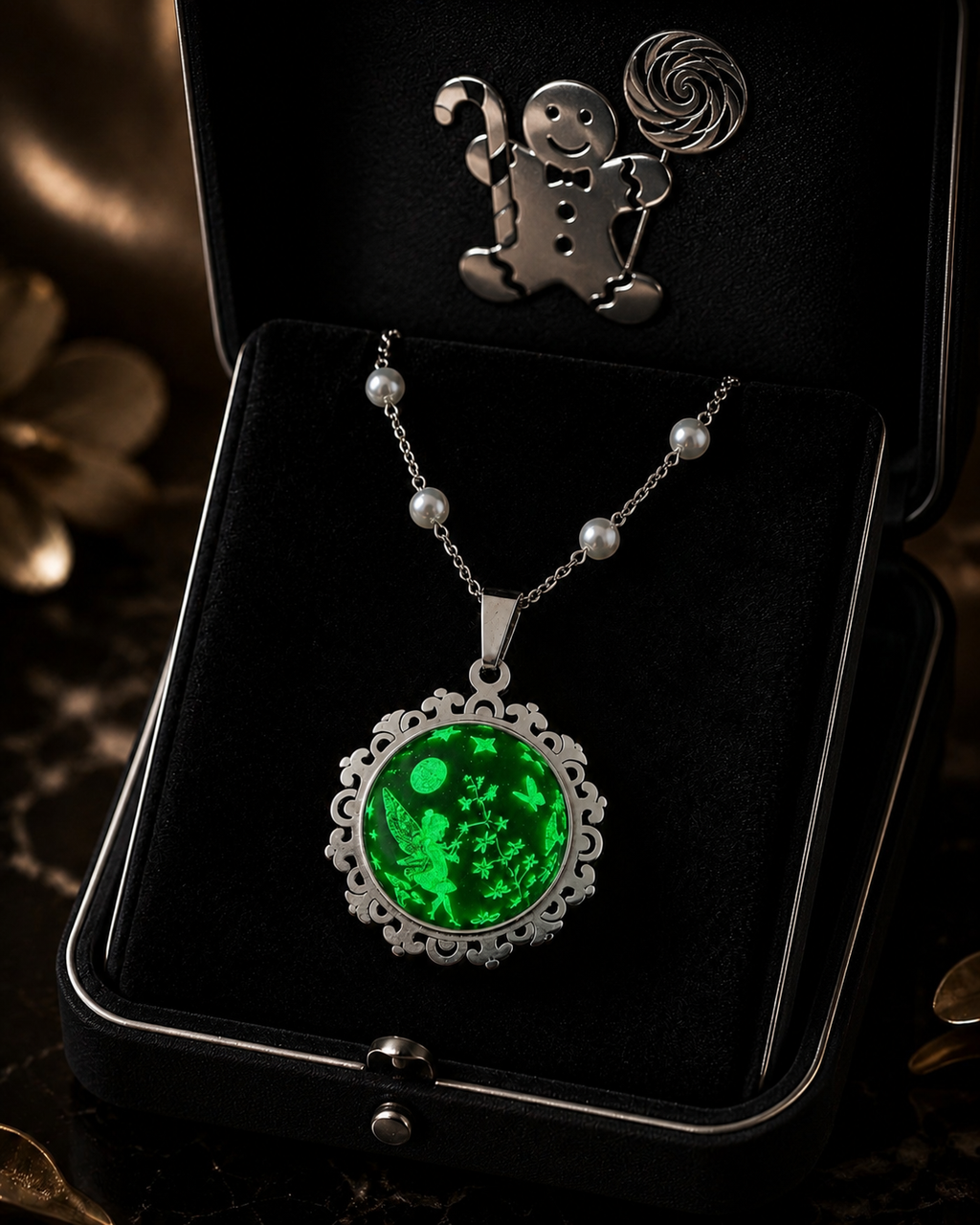 Collier rond à dentelle moyenne perle blanche de la fée jadelia