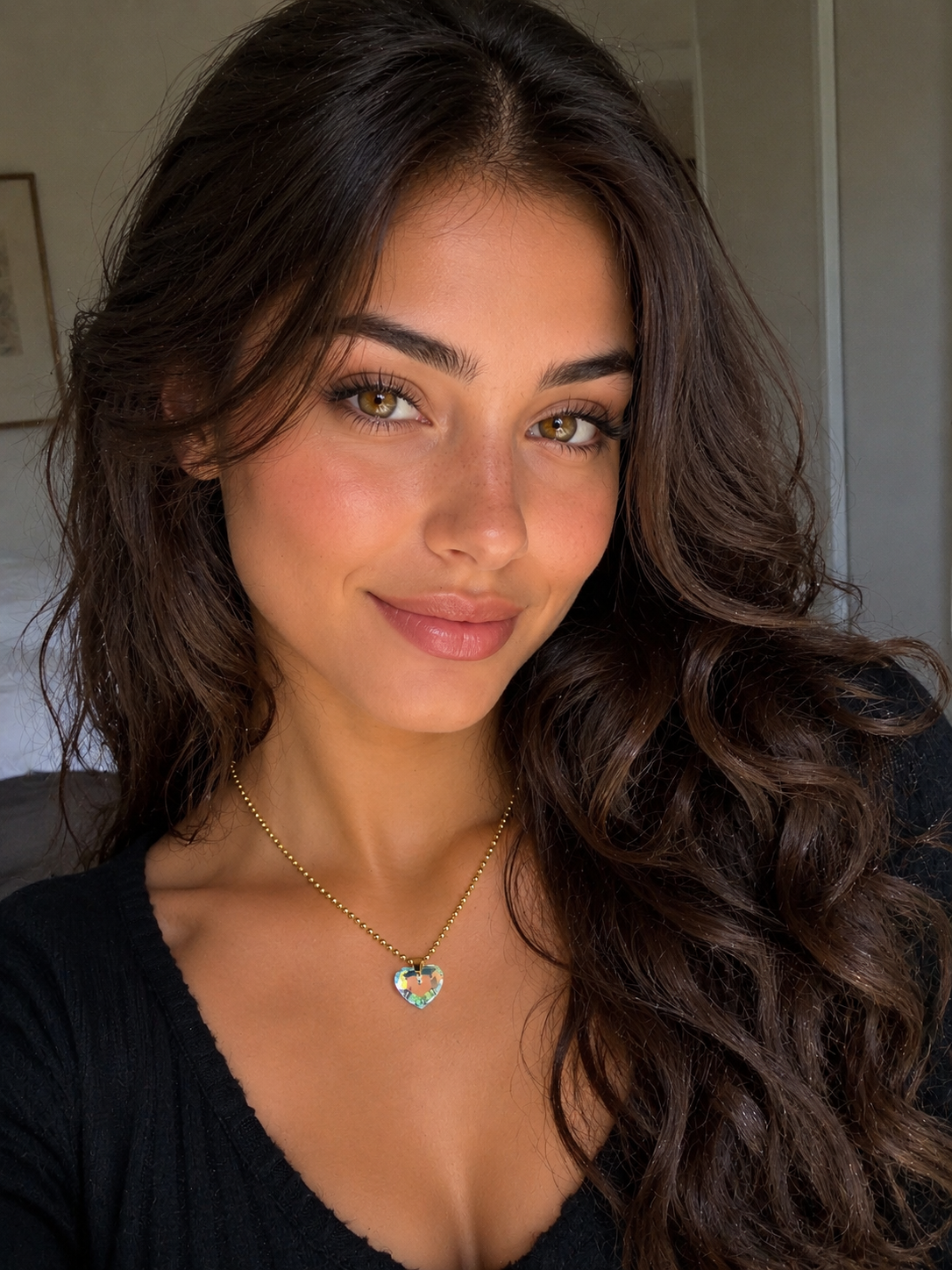 Collier gros cœur en cristal or