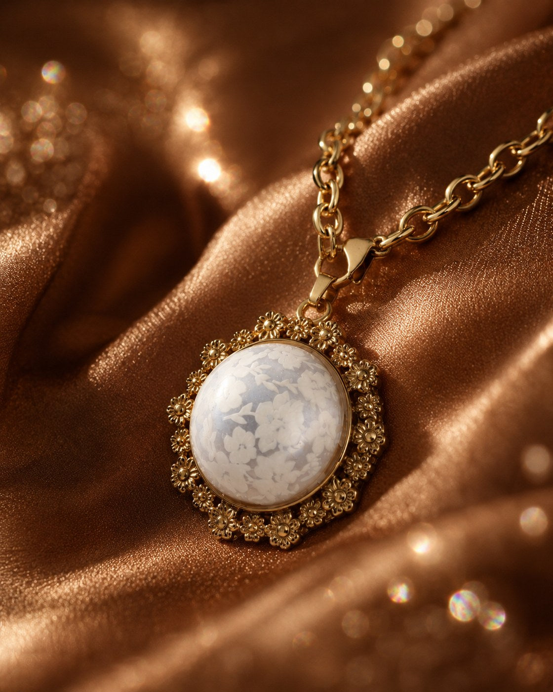 Collier fleures et dentelle.