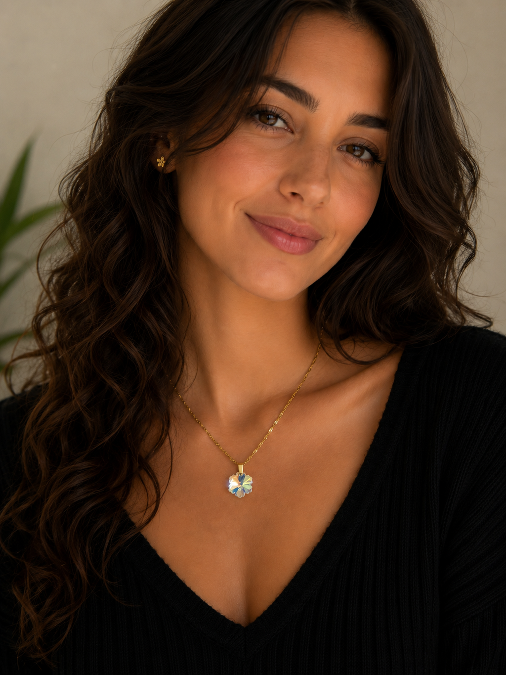 Collier petit flocon de neige en cristal or 1