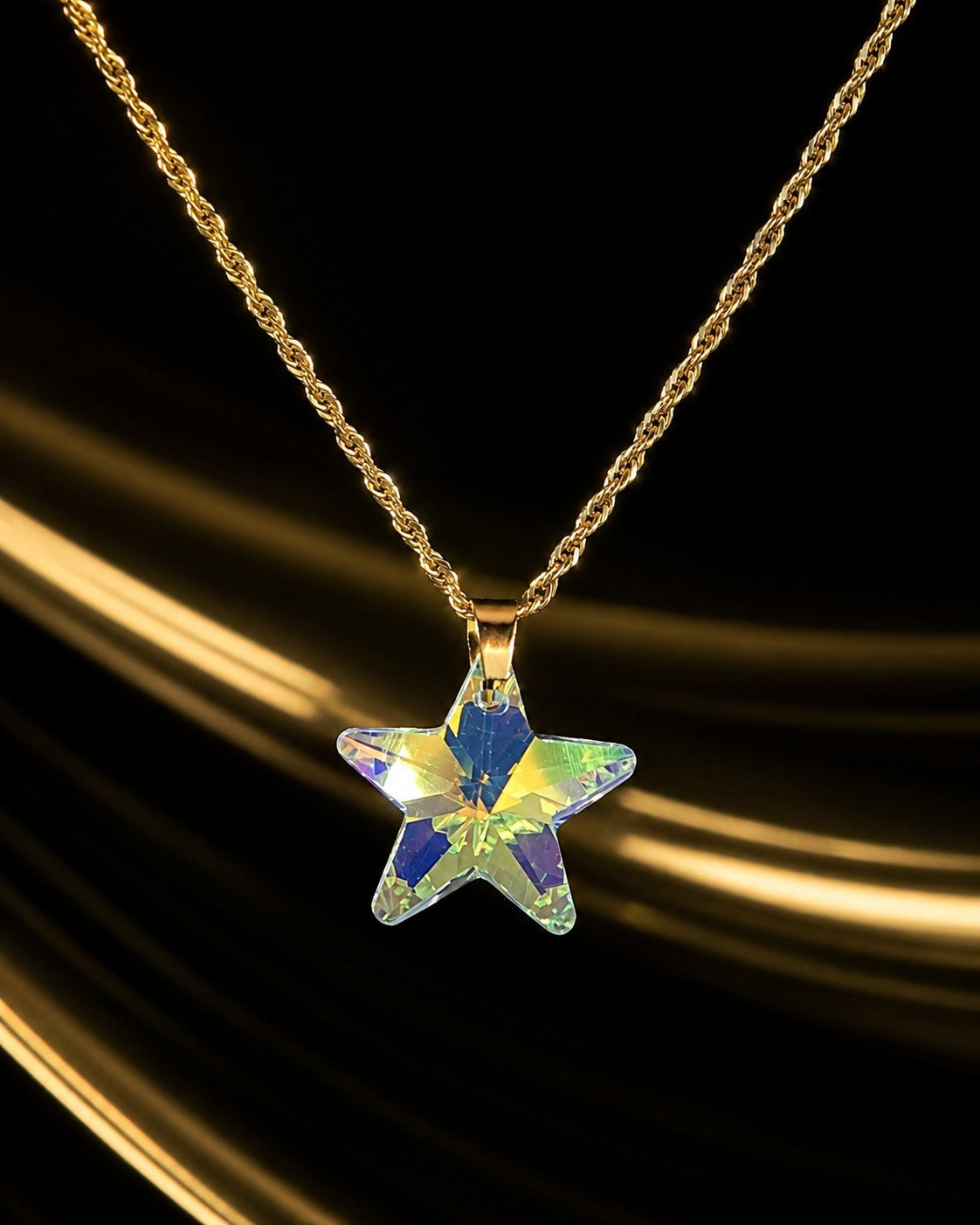 Le collier étoile du ciel en cristal doré