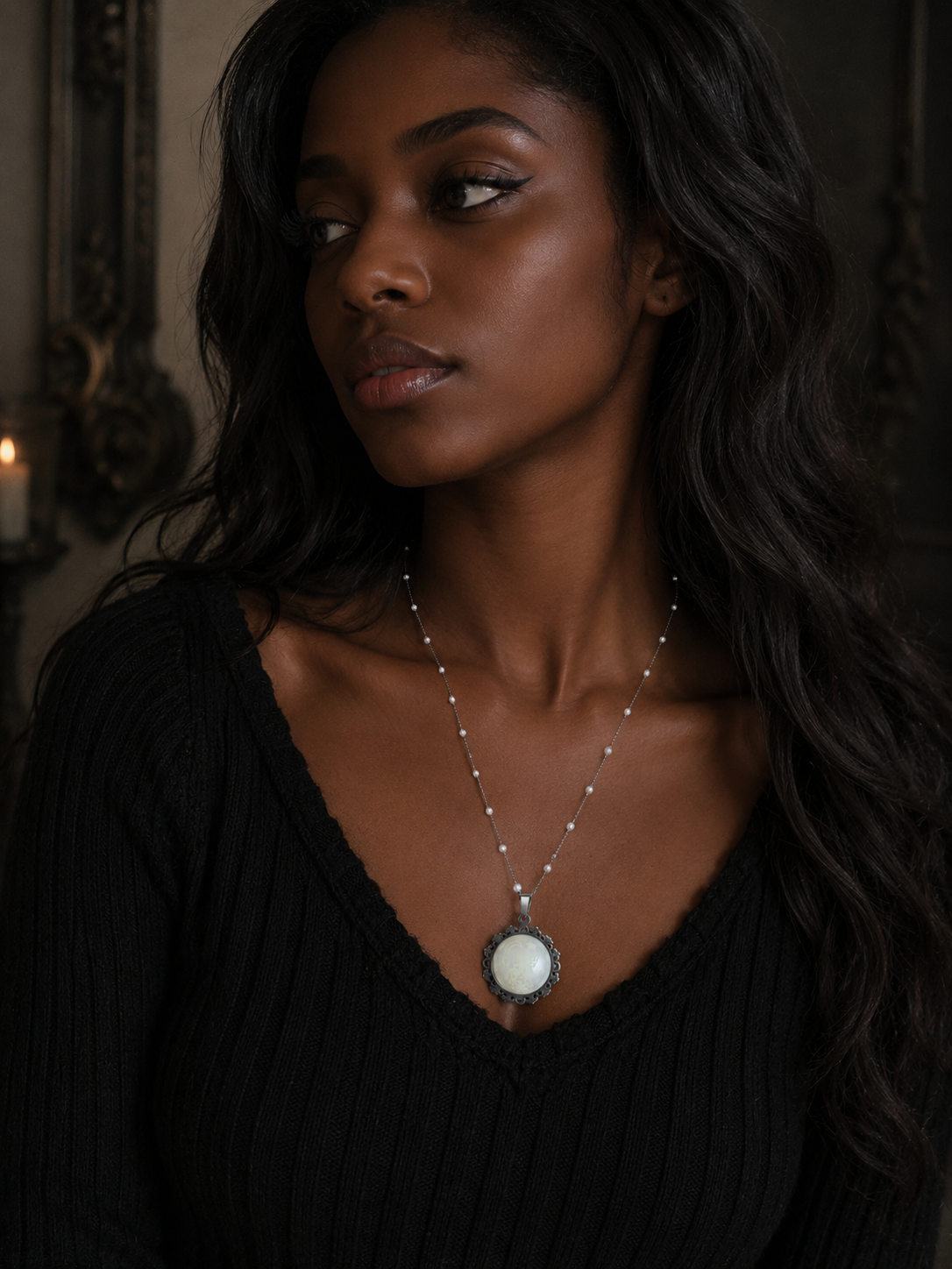 Collier rond à dentelle moyenne perle blanche de la fée penny 1