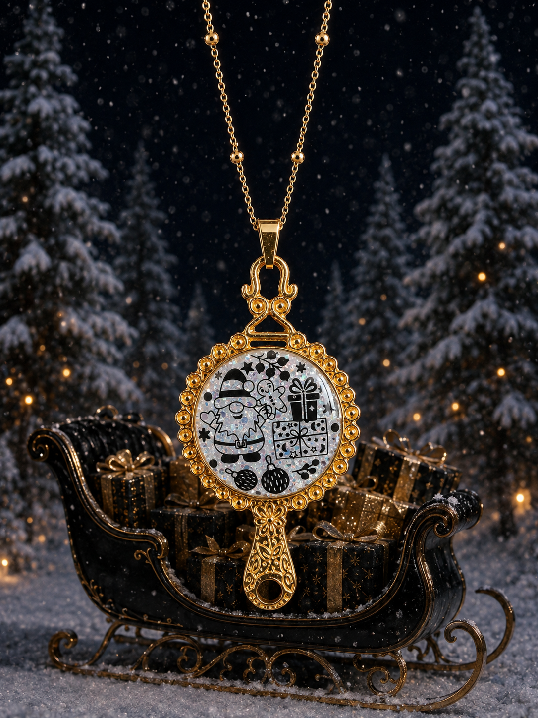 Collier Féerie de Noël Fluorescent – Création Artisanale Plaquée Or 18 Carats