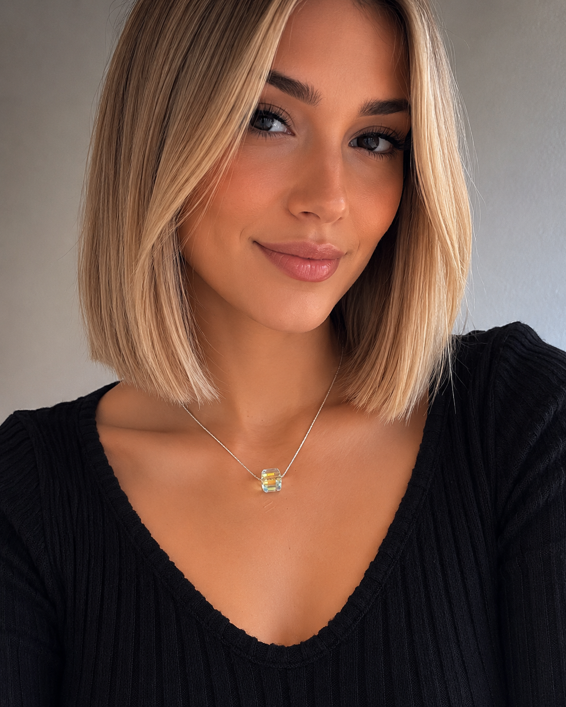 Collier sucre en cristal argent