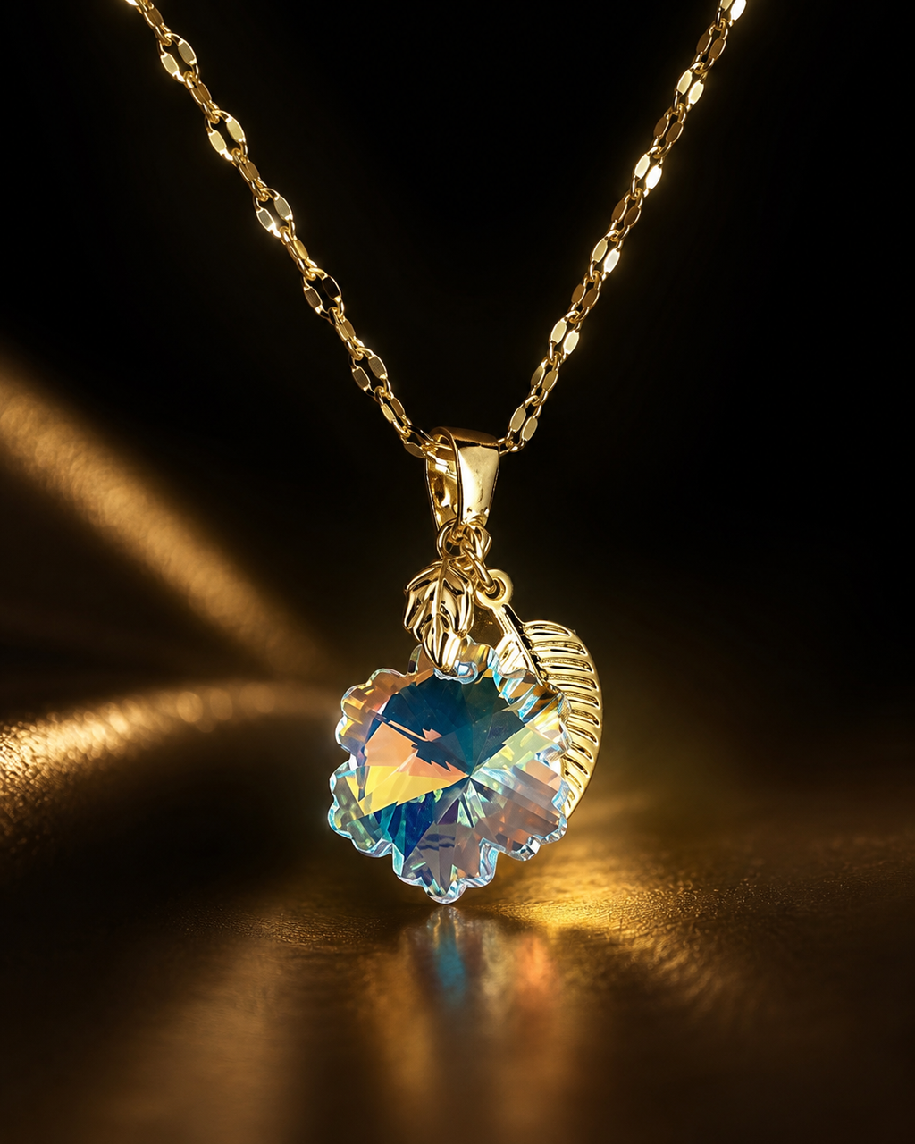 Le collier fleur de pissenlit en cristal doré