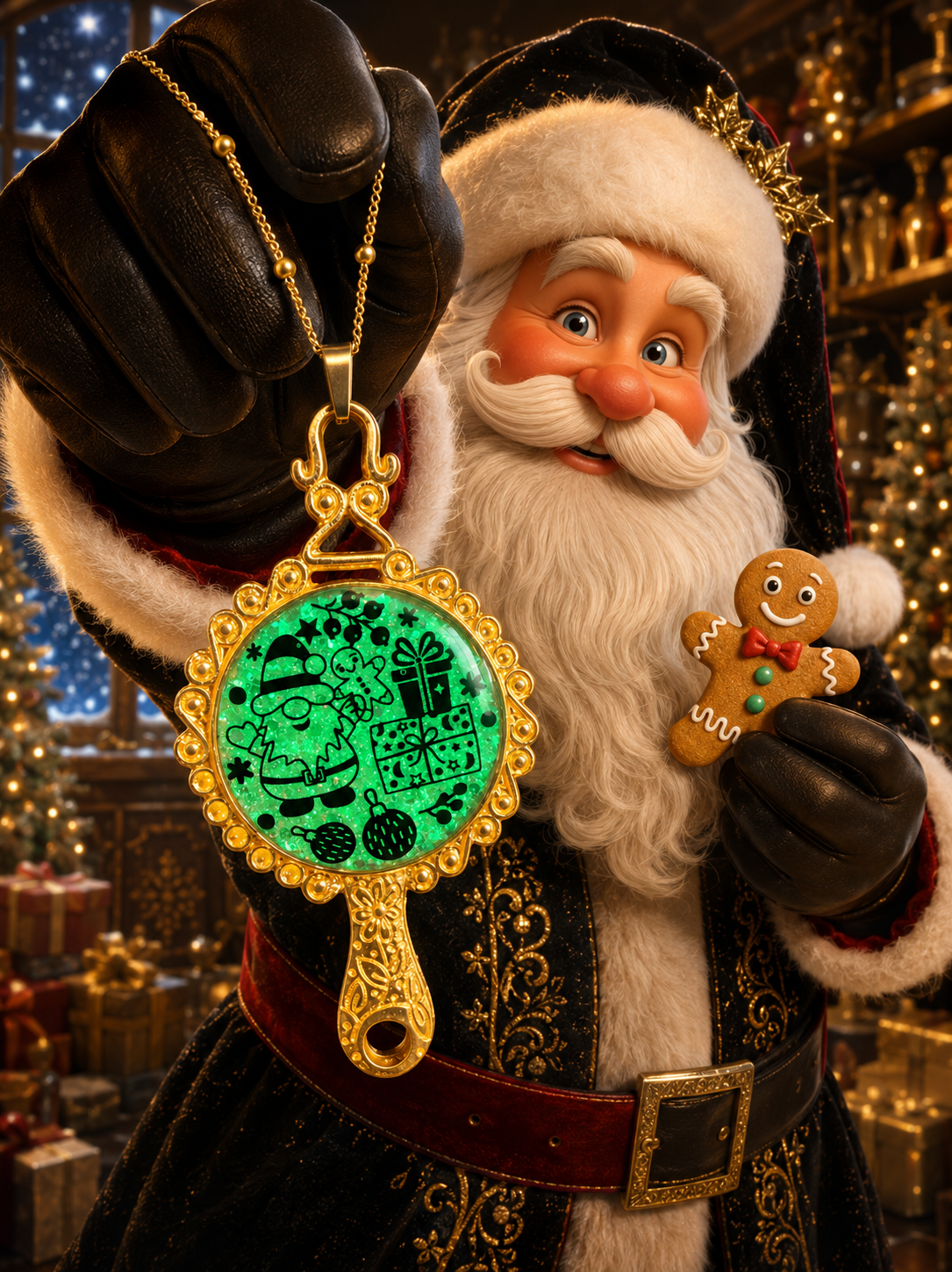 Collier Féerie de Noël Fluorescent – Création Artisanale Plaquée Or 18 Carats