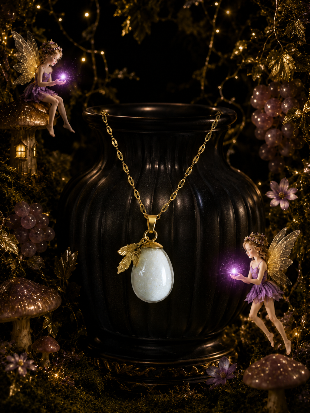 Collier petit raisin Mauve — Grappe Enchantée